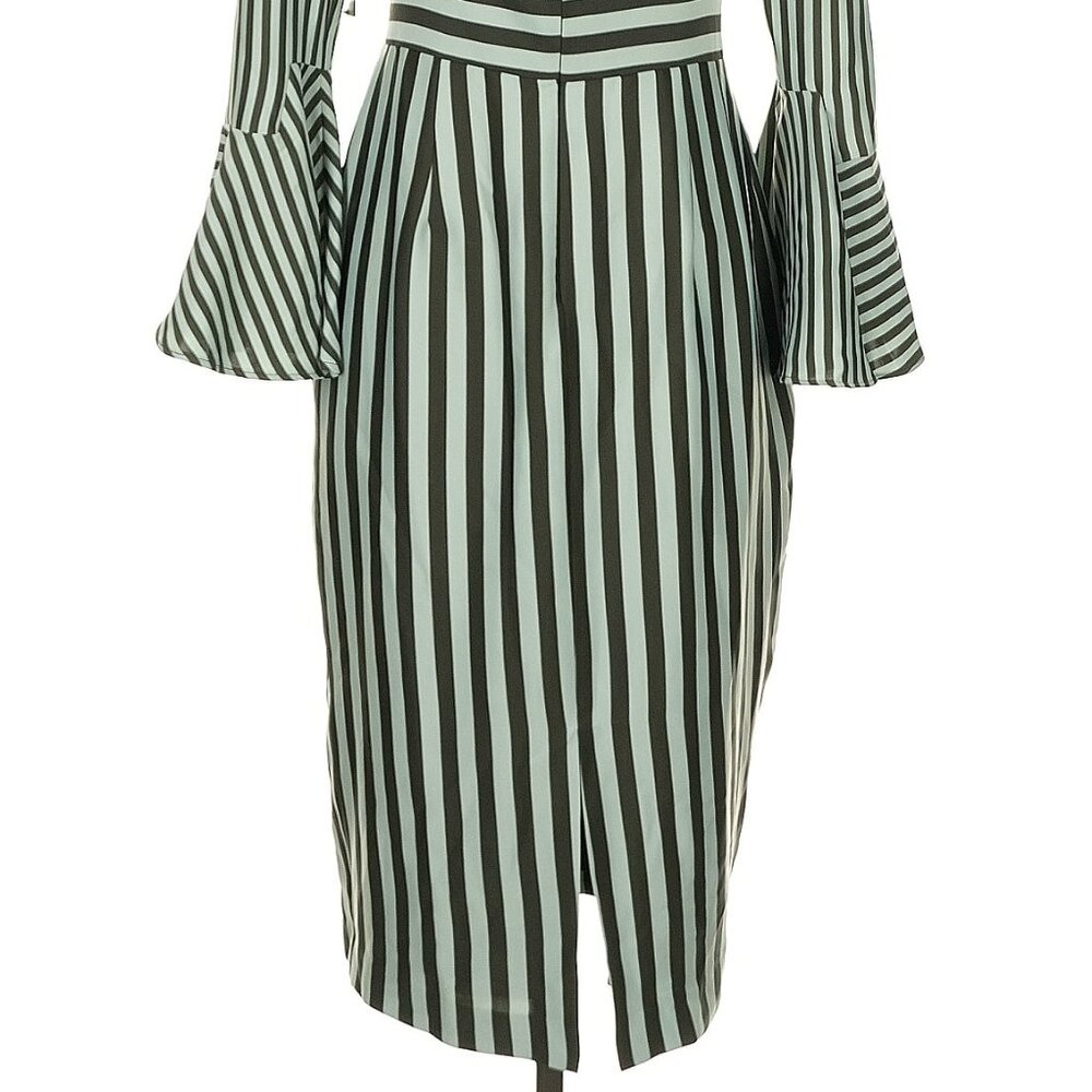 NWT Eva Mendes for New York & Company green stripe retro dress, Size 2 - Picture 4 of 7